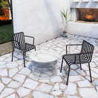 Waterproof Industrial Honeycomb Hollow Outdoor Coffee Table - 1-Tier Durable Stoneware Top For Outdoor Patio & Garden Lumendat