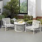 Waterproof Industrial Honeycomb Hollow Outdoor Coffee Table - 1-Tier Durable Stoneware Top For Outdoor Patio & Garden Lumendat