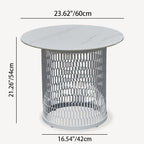 Waterproof Industrial Honeycomb Hollow Outdoor Coffee Table - 1-Tier Durable Stoneware Top For Outdoor Patio & Garden Lumendat
