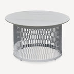 Waterproof Industrial Honeycomb Hollow Outdoor Coffee Table - 1-Tier Durable Stoneware Top For Outdoor Patio & Garden Lumendat