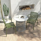Waterproof Industrial Honeycomb Hollow Outdoor Coffee Table - 1-Tier Durable Stoneware Top For Outdoor Patio & Garden Lumendat