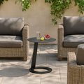 Corrosion-Resistant Minimalist Round Outdoor End Table - 1-Tier Durable Aluminum Frame For Garden & Balcony Lumendat