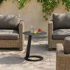 Corrosion-Resistant Minimalist Round Outdoor End Table - 1-Tier Durable Aluminum Frame For Garden & Balcony Lumendat