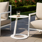 Corrosion-Resistant Minimalist Round Outdoor End Table - 1-Tier Durable Aluminum Frame For Garden & Balcony Lumendat