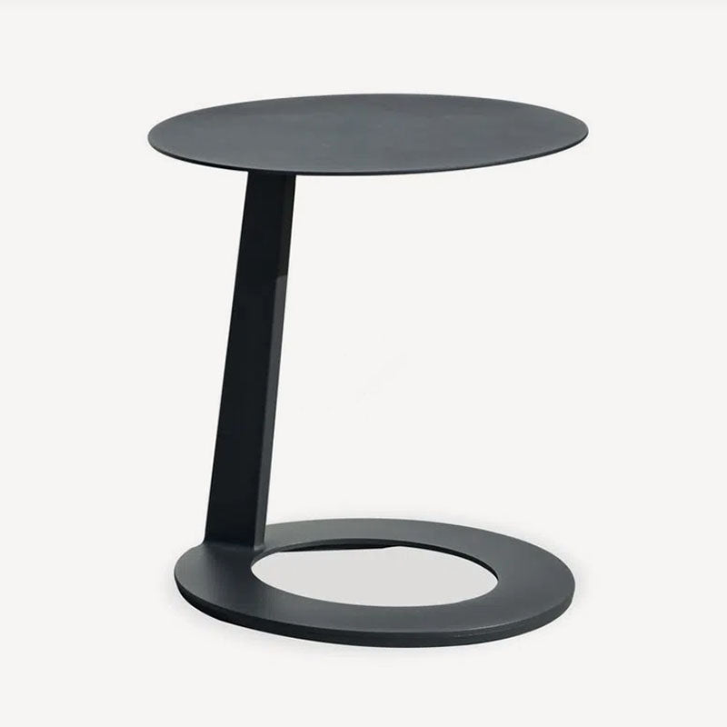 Corrosion-Resistant Minimalist Round Outdoor End Table - 1-Tier Durable Aluminum Frame For Garden & Balcony Lumendat