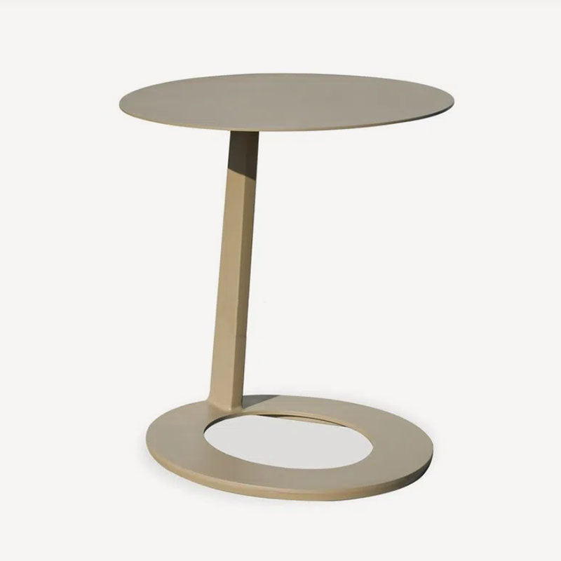Corrosion-Resistant Minimalist Round Outdoor End Table - 1-Tier Durable Aluminum Frame For Garden & Balcony Lumendat