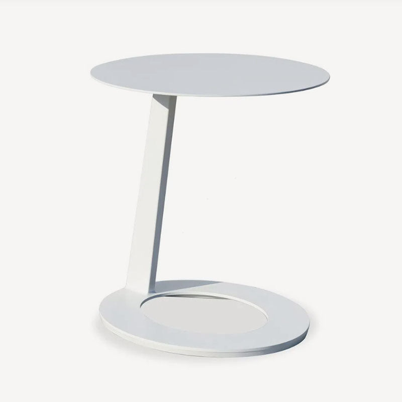 Corrosion-Resistant Minimalist Round Outdoor End Table - 1-Tier Durable Aluminum Frame For Garden & Balcony Lumendat