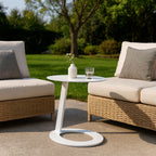 Corrosion-Resistant Minimalist Round Outdoor End Table - 1-Tier Durable Aluminum Frame For Garden & Balcony Lumendat