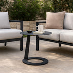 Corrosion-Resistant Minimalist Round Outdoor End Table - 1-Tier Durable Aluminum Frame For Garden & Balcony Lumendat