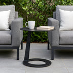 Corrosion-Resistant Minimalist Round Outdoor End Table - 1-Tier Durable Aluminum Frame For Garden & Balcony Lumendat