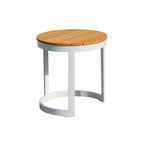 Corrosion-Resistant Rustic Teak Wood Outdoor End Table - 1-Tier Sturdy Steel Frame For Outdoor Patio & Garden Lumendat