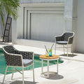 Corrosion-Resistant Rustic Teak Wood Outdoor End Table - 1-Tier Sturdy Steel Frame For Outdoor Patio & Garden Lumendat