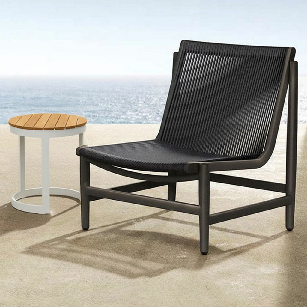 Corrosion-Resistant Rustic Teak Wood Outdoor End Table - 1-Tier Sturdy Steel Frame For Outdoor Patio & Garden Lumendat