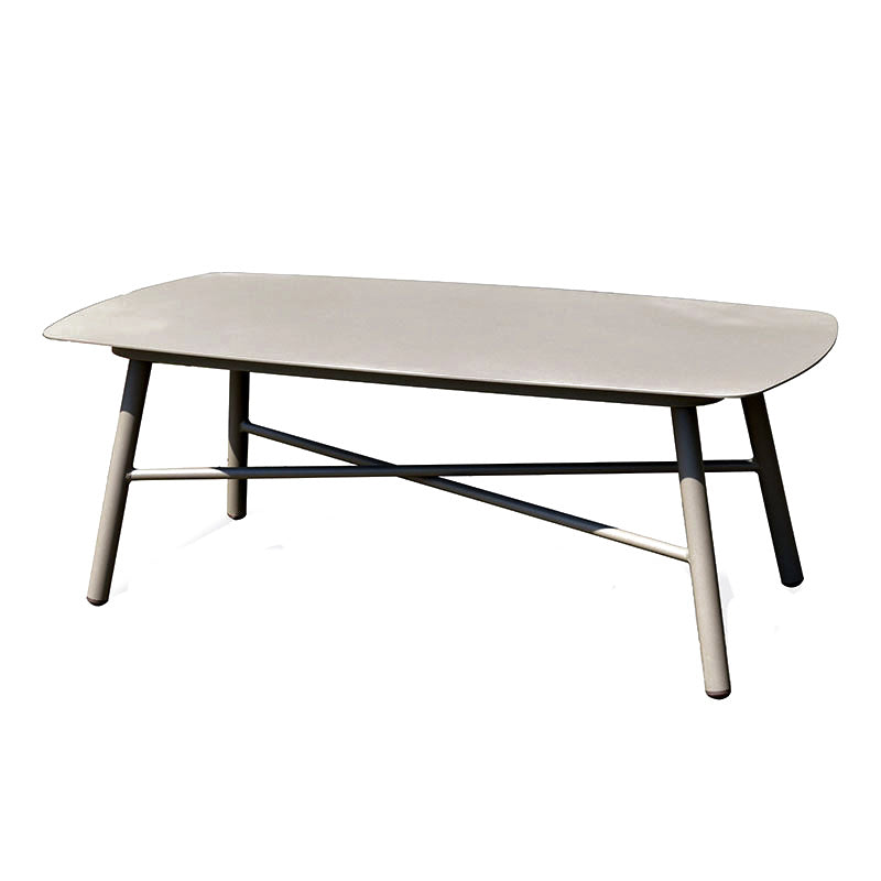 Industrial Rectangular Rounded Edges Outdoor Coffee Table - 4-Legs Sturdy Aluminum Frame For Outdoor Patio & Garden Lumendat