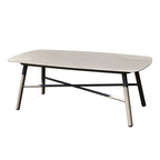 Industrial Rectangular Rounded Edges Outdoor Coffee Table - 4-Legs Sturdy Aluminum Frame For Outdoor Patio & Garden Lumendat
