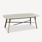 Industrial Rectangular Rounded Edges Outdoor Coffee Table - 4-Legs Sturdy Aluminum Frame For Outdoor Patio & Garden Lumendat