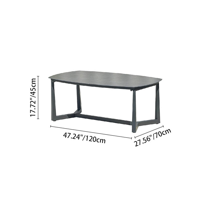 Corrosion-Resistant Rectangular Outdoor Coffee Table - 1-Tier Spacious Stoneware Top For Balcony & Garden Lumendat