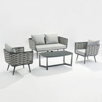 Corrosion-Resistant Rectangular Outdoor Coffee Table - 1-Tier Spacious Stoneware Top For Balcony & Garden Lumendat