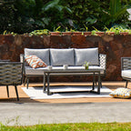 Corrosion-Resistant Rectangular Outdoor Coffee Table - 1-Tier Spacious Stoneware Top For Balcony & Garden Lumendat