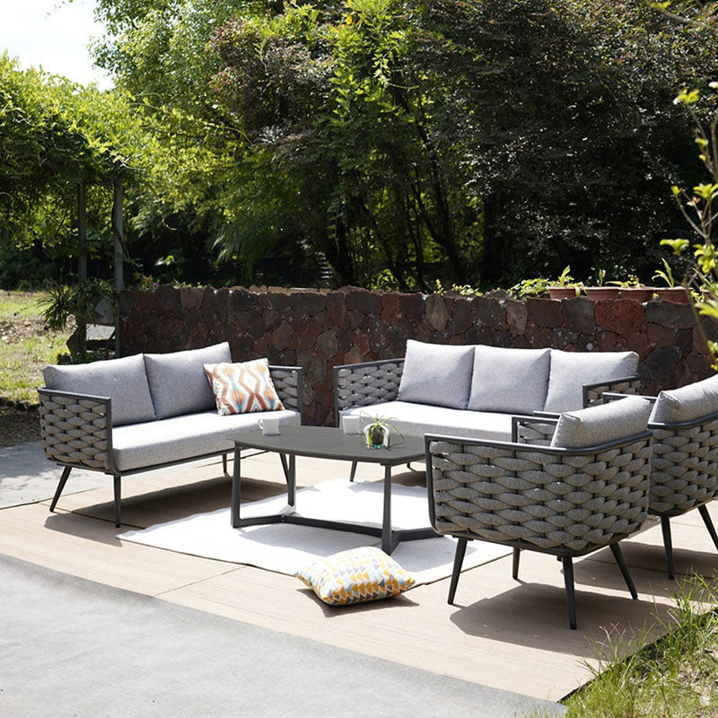 Corrosion-Resistant Rectangular Outdoor Coffee Table - 1-Tier Spacious Stoneware Top For Balcony & Garden Lumendat