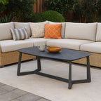 Corrosion-Resistant Rectangular Outdoor Coffee Table - 1-Tier Spacious Stoneware Top For Balcony & Garden Lumendat