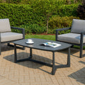 Corrosion-Resistant Rectangular Outdoor Coffee Table - 1-Tier Spacious Stoneware Top For Balcony & Garden Lumendat