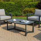 Corrosion-Resistant Rectangular Outdoor Coffee Table - 1-Tier Spacious Stoneware Top For Balcony & Garden Lumendat