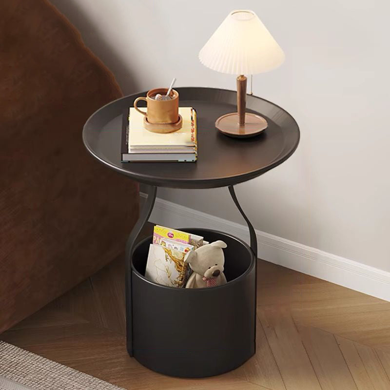 Modern Simplicity Round Cylinder Iron Carbon Steel End Table 1-Storage For Living Room Lumendat