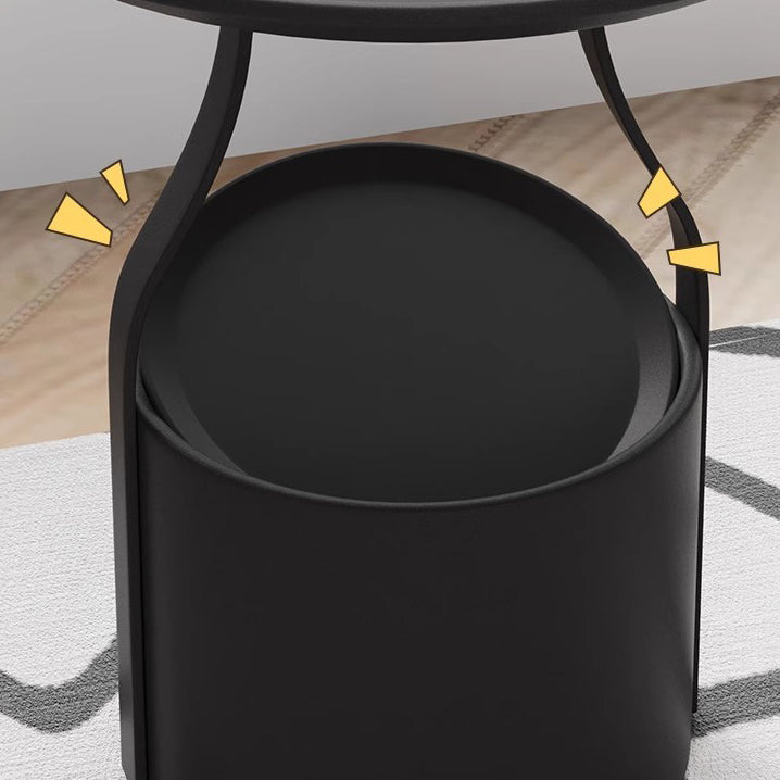 Modern Simplicity Round Cylinder Iron Carbon Steel End Table 1-Storage For Living Room Lumendat