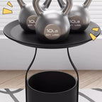 Modern Simplicity Round Cylinder Iron Carbon Steel End Table 1-Storage For Living Room Lumendat
