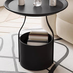 Modern Simplicity Round Cylinder Iron Carbon Steel End Table 1-Storage For Living Room Lumendat