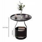 Modern Simplicity Round Cylinder Iron Carbon Steel End Table 1-Storage For Living Room Lumendat