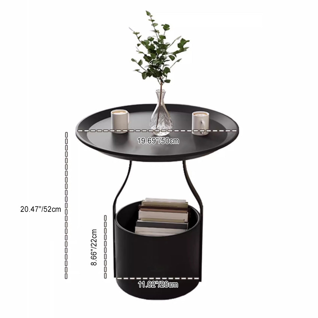 Modern Simplicity Round Cylinder Iron Carbon Steel End Table 1-Storage For Living Room Lumendat