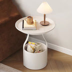 Modern Simplicity Round Cylinder Iron Carbon Steel End Table 1-Storage For Living Room Lumendat