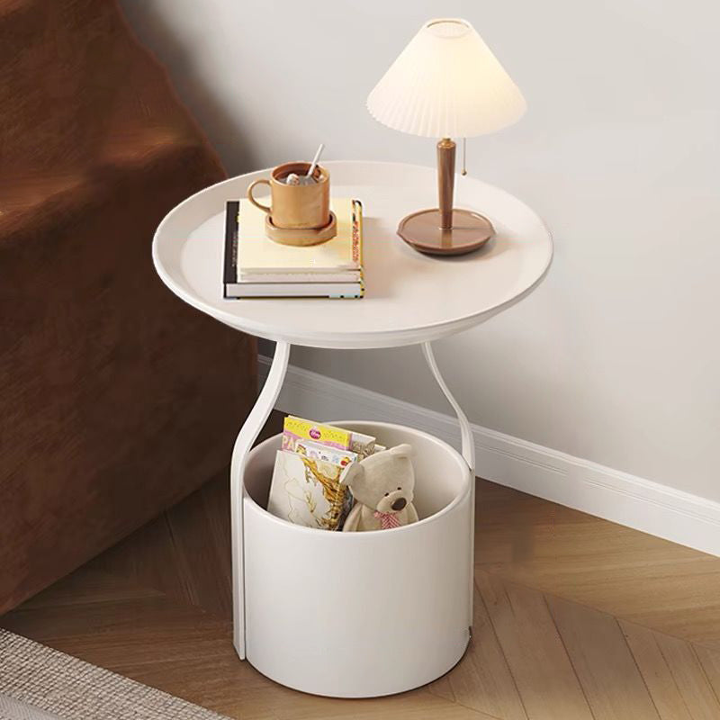 Modern Simplicity Round Cylinder Iron Carbon Steel End Table 1-Storage For Living Room Lumendat