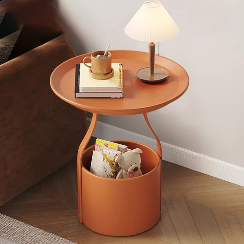 Modern Simplicity Round Cylinder Iron Carbon Steel End Table 1-Storage For Living Room Lumendat