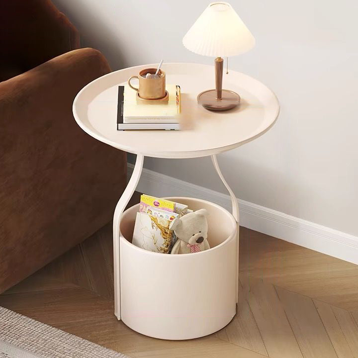Modern Simplicity Round Cylinder Iron Carbon Steel End Table 1-Storage For Living Room Lumendat