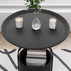 Modern Simplicity Round Cylinder Iron Carbon Steel End Table 1-Storage For Living Room Lumendat