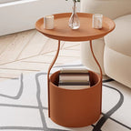 Modern Simplicity Round Cylinder Iron Carbon Steel End Table 1-Storage For Living Room Lumendat