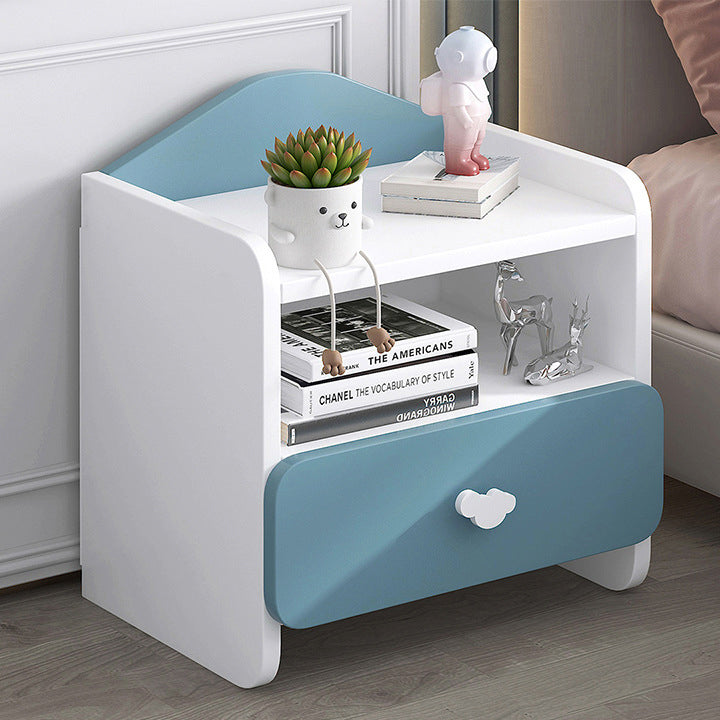 Lumendat Modern Simplicity Kids Plate Rectangular Cloud Handle Nightstand 1/2 Drawer For Bedside Lumendat