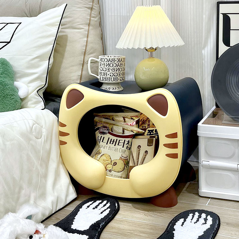 Lumendat Contemporary Creative PP Kids Cartoon Cat Nightstand 1-Storage Stackable For Bedside Lumendat
