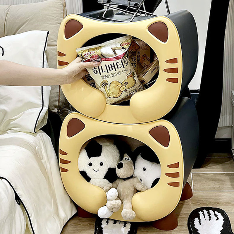 Lumendat Contemporary Creative PP Kids Cartoon Cat Nightstand 1-Storage Stackable For Bedside Lumendat