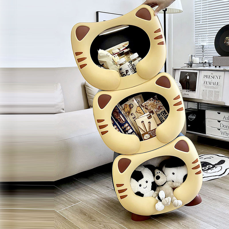 Lumendat Contemporary Creative PP Kids Cartoon Cat Nightstand 1-Storage Stackable For Bedside Lumendat