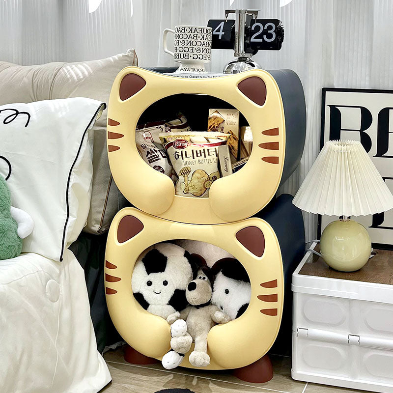 Lumendat Contemporary Creative PP Kids Cartoon Cat Nightstand 1-Storage Stackable For Bedside Lumendat
