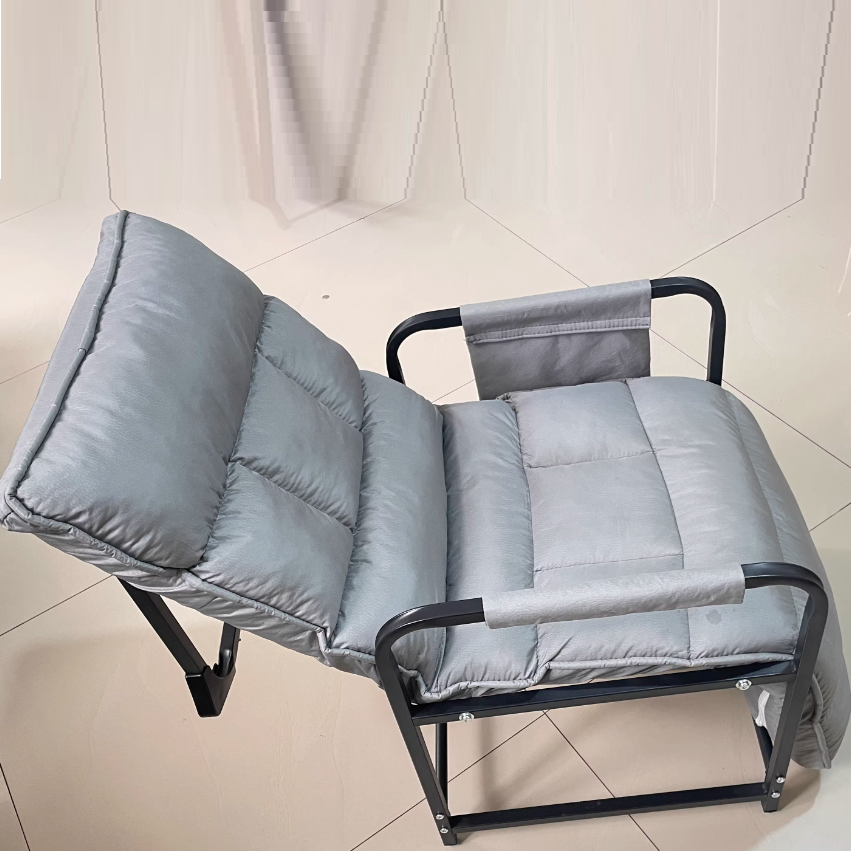 Contemporary Scandinavian Tech Fabric Metal Rounded Rectangular Accent Chair With Armrest And Backrest For Home Office DFM-F