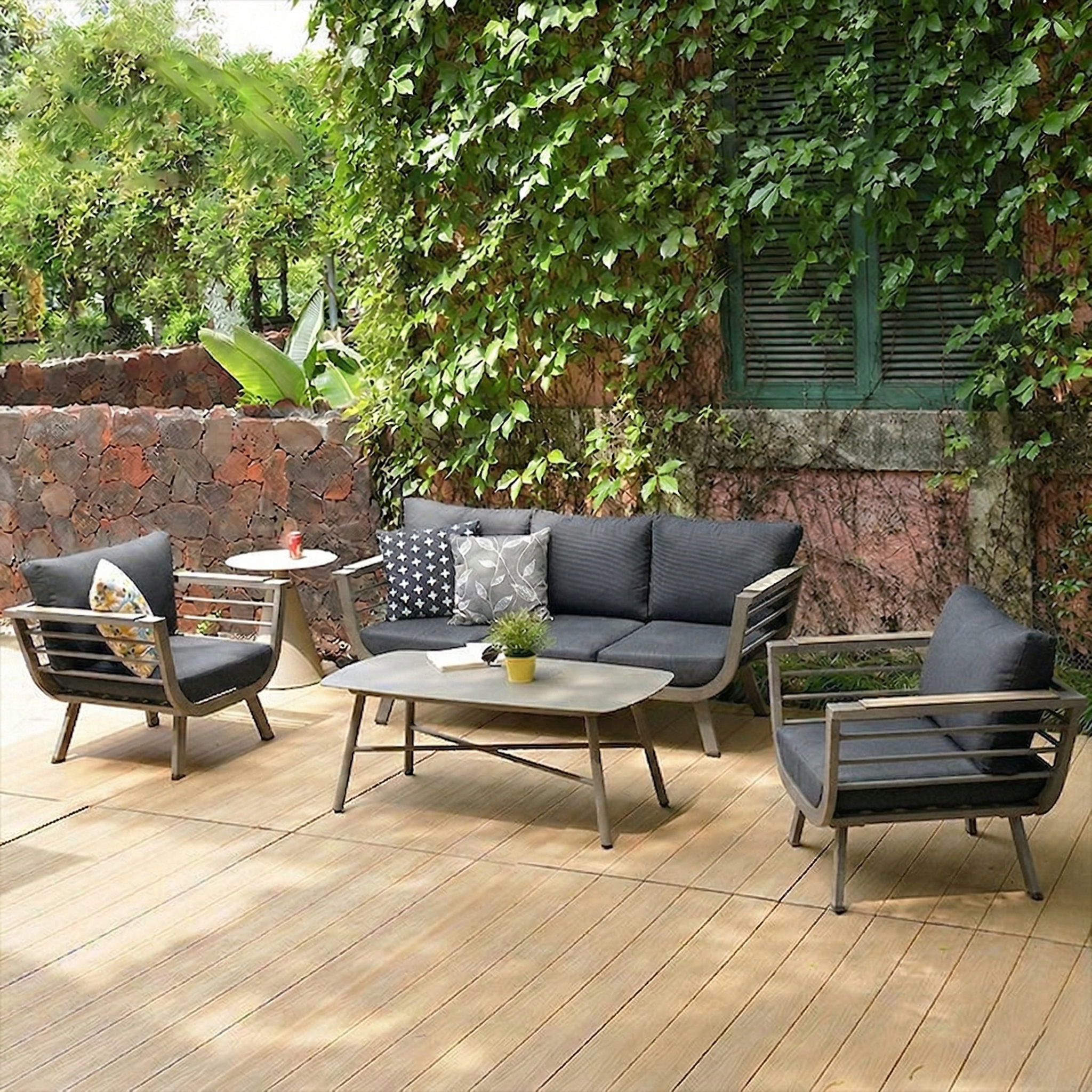 Contemporary Scandinavian Aluminum Outdoor Patio Sofa - 1/3 Seater For Balcony & Outdoor Lumendat