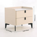 Contemporary Nordic Dual-Finish Nightstand - Square Sintered Stone Top Bedside Table For Bedroom Lumendat
