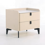 Contemporary Nordic Dual-Finish Nightstand - Square Sintered Stone Top Bedside Table For Bedroom Lumendat
