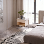 Contemporary Industrial Stainless Steel Bedside Table - 1 Drawer Open Shelf Nightstand For Bedroom Lumendat