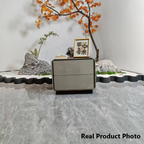 Contemporary Nordic High Gloss Bedside Table - Rounded Corners 2 Drawers Nightstand For Bedroom Lumendat
